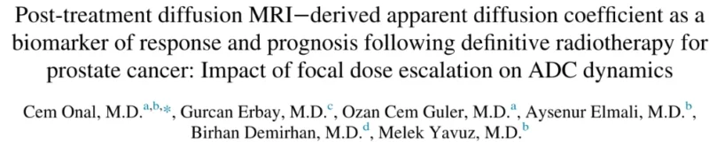 Cem Onal: Advancing Personalized Risk Stratification After Prostate Cancer Radiotherapy 2 Cem Onal