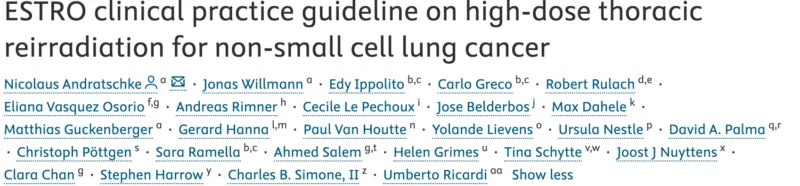 ESTRO Releases Clinical Practice Guideline on High-Dose Thoracic Reirradiation 2 ESTRO