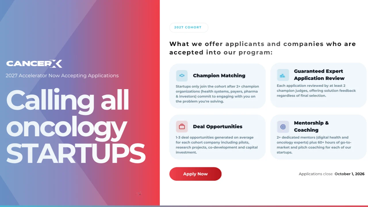 CancerX 2027 Accelerator Applications Now Open for Early-Stage Oncology Innovators 2 CancerX 2027 Accelerator Applications Now Open for Early-Stage Oncology Innovators