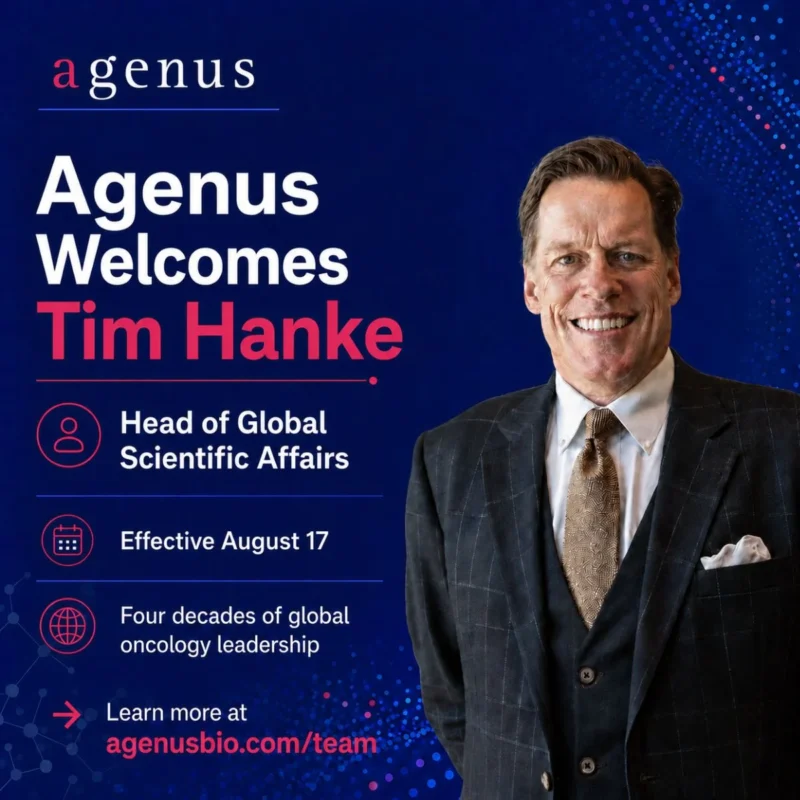 Agenus Appoints Tim Hanke as Head of Global Scientific Affairs 2 Agenus Appoints Tim Hanke as Head of Global Scientific Affairs