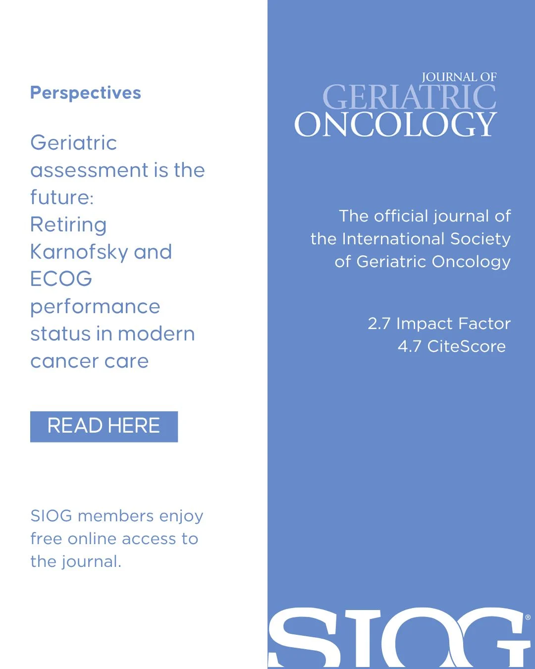 New JGO Perspective Calls for a Major Shift in Cancer Assessment - SIOG 2 SIOG