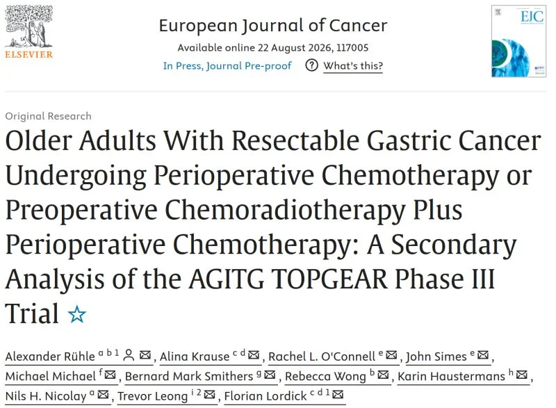 Alexander Rühle: Multimodal Treatment Outcomes in Older Adults with Resectable Gastric Cancer 2 Alexander Rühle