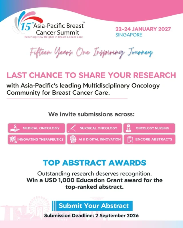 15th Asia-Pacific Breast Cancer Summit 2027: Abstract Submissions Closing Soon 2 15th Asia-Pacific Breast Cancer Summit 2027: Abstract Submissions Closing Soon
