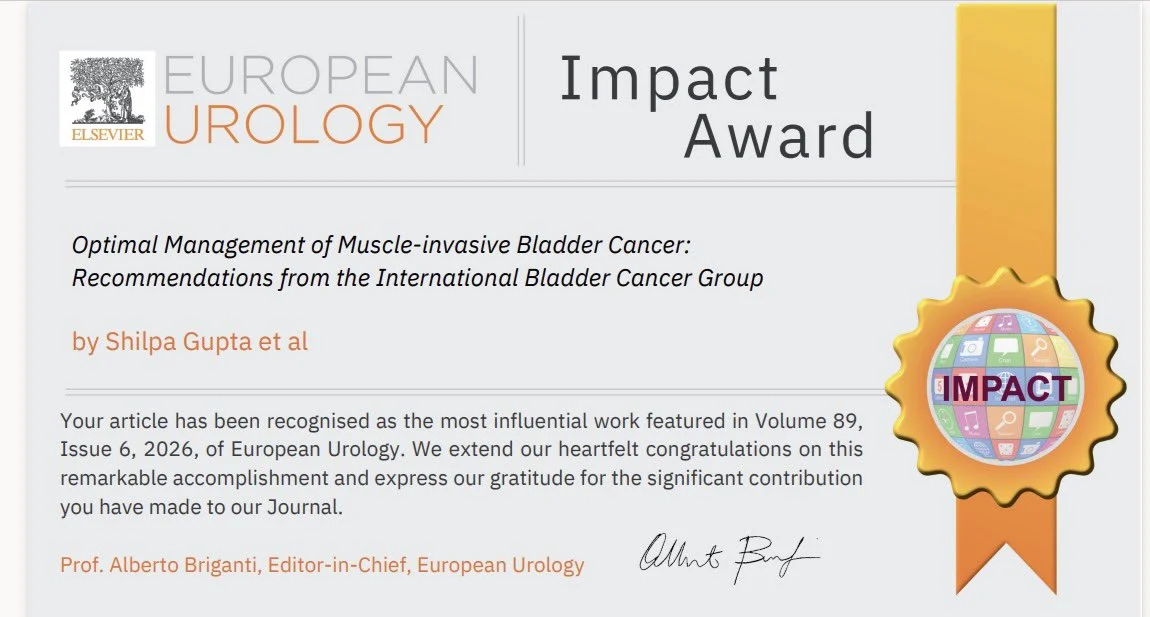 Shilpa Gupta: Honored that Our Consensus Paper on MIBC Receives June 2026 EU Impact Award 2 Shilpa Gupta