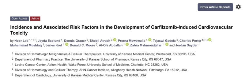 Al-Ola Abdallah: Incidence and Risk Factors for Carfilzomib-Induced Cardiovascular Toxicity 2 Al-Ola Abdallah: Incidence and Risk Factors for Carfilzomib-Induced Cardiovascular Toxicity