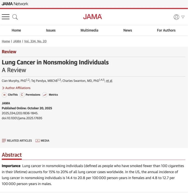 Lung Cancer in Nonsmoking Individuals: A Distinct Clinical Profile 2 Nonsmoking Individuals