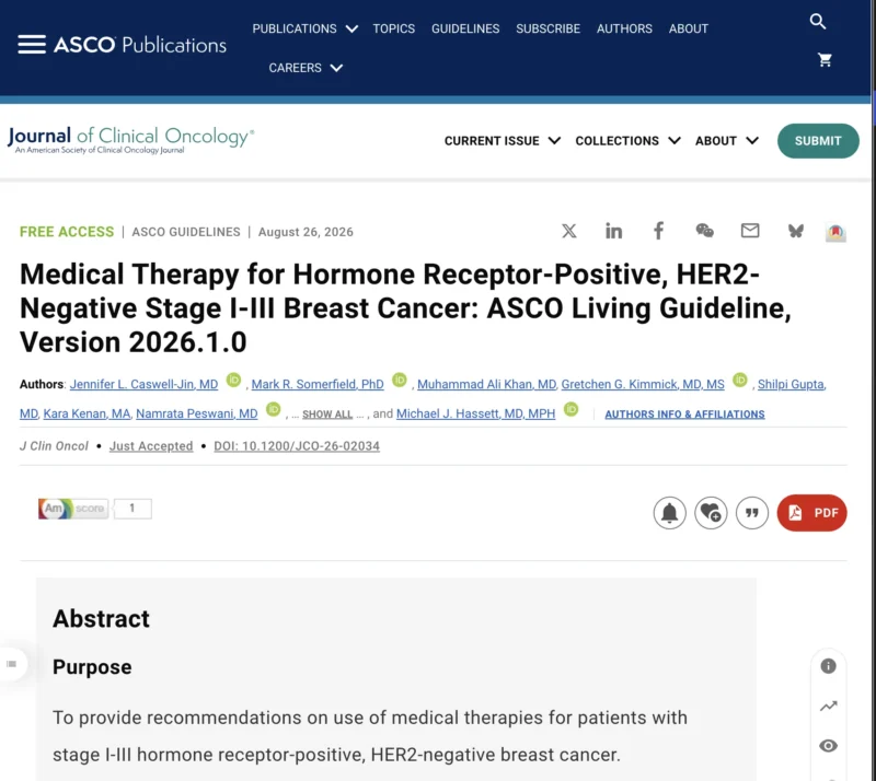 ASCO 2026 Guideline: A Risk-Adapted Framework for Early HR-Positive, HER2-Negative Breast Cancer 2 ASCO