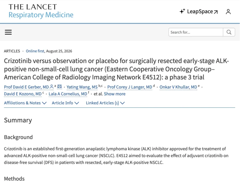 Adjuvant Crizotinib Fails in Resected ALK-Positive NSCLC: What E4512 Tells Us About Targeted Therapy in Early Disease 2 Adjuvant Crizotinib