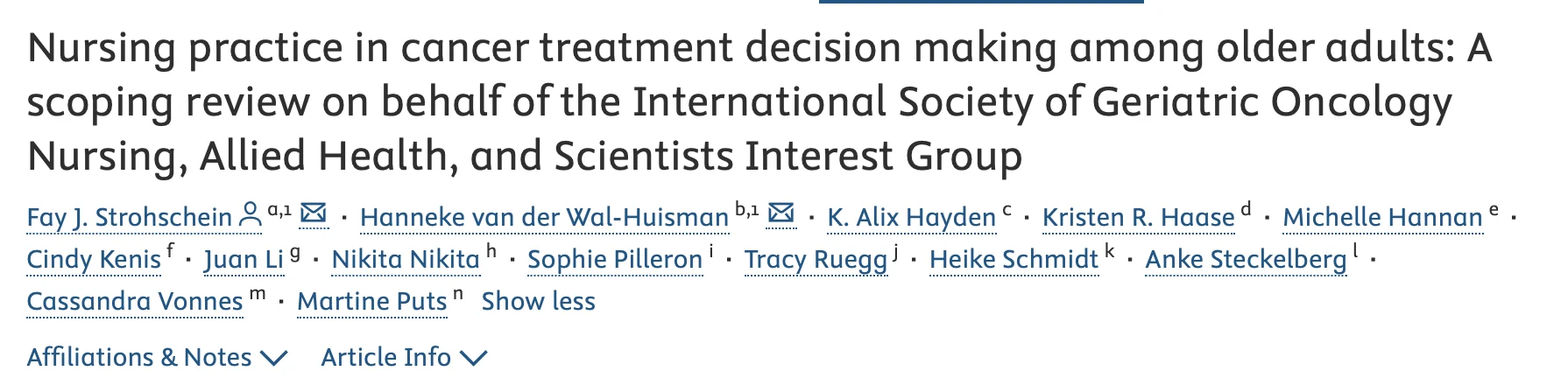 What Role Do Nurses Play in Treatment Decision Making for Older Adults with Cancer? - SIOG 2 What Role Do Nurses Play in Treatment Decision Making for Older Adults with Cancer? - SIOG