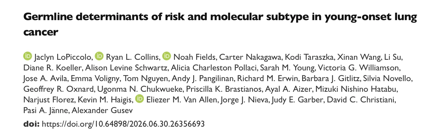 Narjust Florez: Exploring Genetic Factors Shaping Risk and Tumor Biology in Young-Onset Lung Cancer 2 Narjust Florez: Exploring Genetic Factors Shaping Risk and Tumor Biology in Young-Onset Lung Cancer