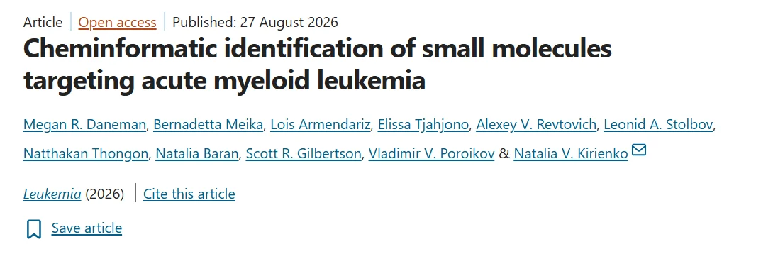 Natalia Baran: New Collaborative Study Identifies Promising Small Molecules Targeting Acute Myeloid Leukemia 2 Natalia Baran: New Collaborative Study Identifies Promising Small Molecules Targeting Acute Myeloid Leukemia