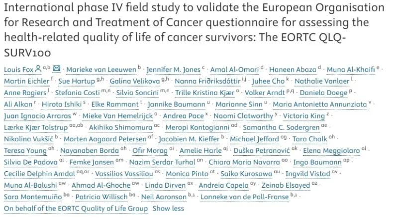 Volker Arndt: The 'EORTC QLQ-SURV100' Questionnaire is Now Available in 21 Languages 2 Volker Arndt: The 'EORTC QLQ-SURV100' Questionnaire is Now Available in 21 Languages
