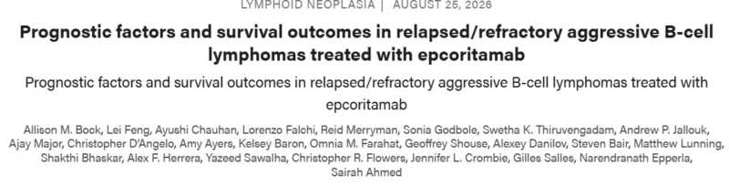 Ajay Major: Epcoritamab Outcomes Decline in Real-World Patients With Aggressive NHL 3 Ajay Major: Epcoritamab Outcomes Decline in Real-World Patients With Aggressive NHL