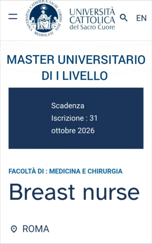Gianluca Franceschini: Catholic University Opens Registration for XIII Breast Nurse Master’s Degree 2 Gianluca Franceschini: Catholic University Opens Registration for XIII Breast Nurse Master’s Degree