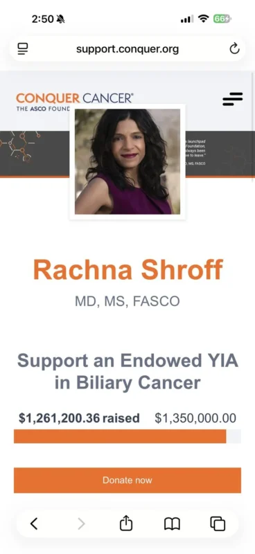 Rachna Shroff: ASCO and Donors Support Ongoing Efforts in Biliary Cancer Research 2 Rachna Shroff: ASCO and Donors Support Ongoing Efforts in Biliary Cancer Research