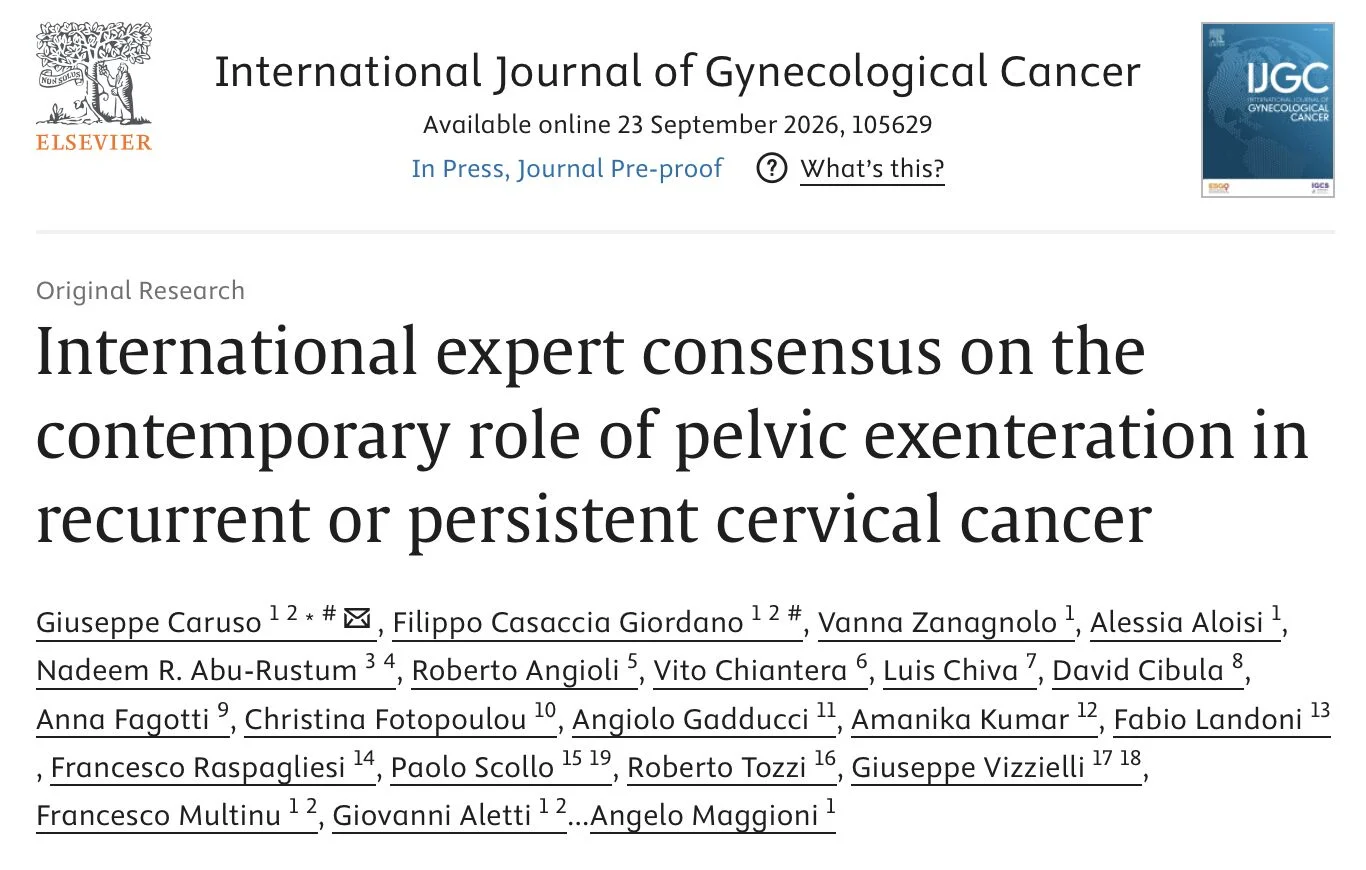 Giuseppe Caruso: New International Consensus on Pelvic Exenteration in Cervical Cancer 2 Giuseppe Caruso: New International Consensus on Pelvic Exenteration in Cervical Cancer