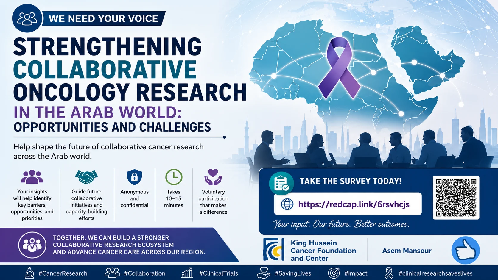 King Hussein Cancer Center Launches Survey to Strengthen Collaborative Oncology Research in the Arab World 3 King Hussein Cancer Center Launches Survey to Strengthen Collaborative Oncology Research in the Arab World