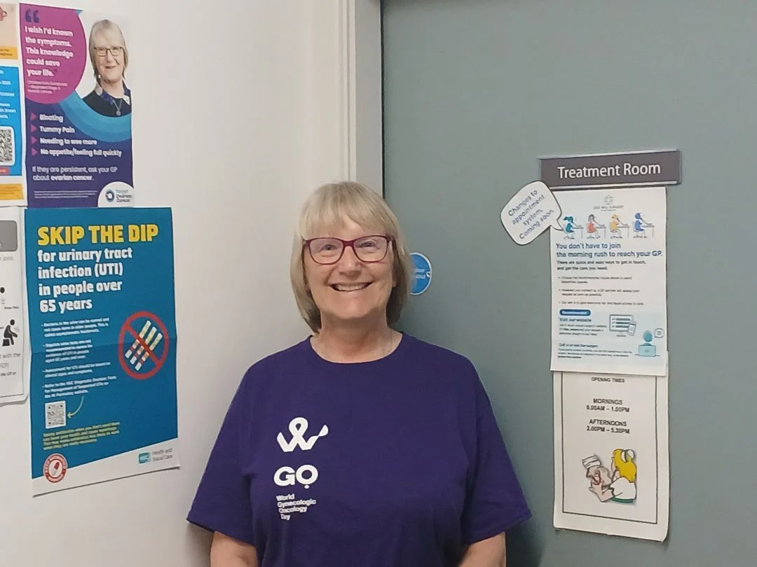 Christine Campbell: Grateful to Old Mill Surgery for Raising Ovarian Cancer Symptom Awareness 2 Christine Campbell