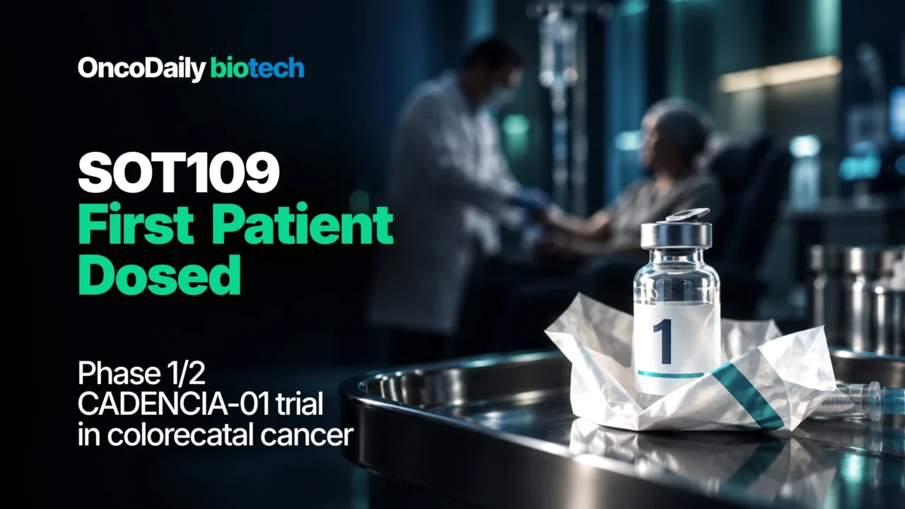 SOT109 First Patient Dosed in Phase 1/2 CADENCIA-01 Trial for Colorectal Cancer