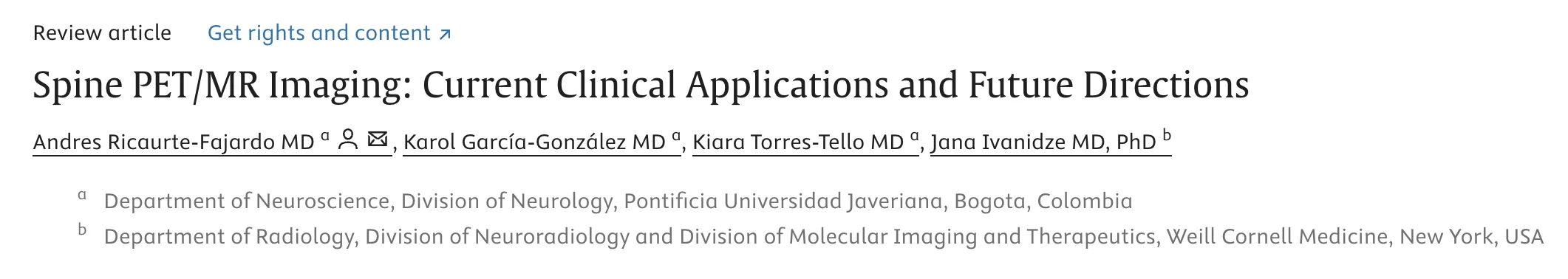 Andres Ricaurte-Fajardo: Spine PET/MR Imaging in the Evaluation of Spinal Metastases, Lymphoma and Primary Spinal Tumors 2 Andres Ricaurte-Fajardo: Spine PET/MR Imaging in the Evaluation of Spinal Metastases, Lymphoma and Primary Spinal Tumors