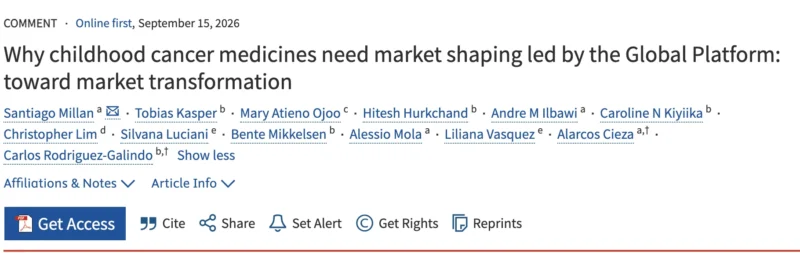 Santiago Millan: Why Childhood Cancer Medicines Need Market Shaping Led by the Global Platform?