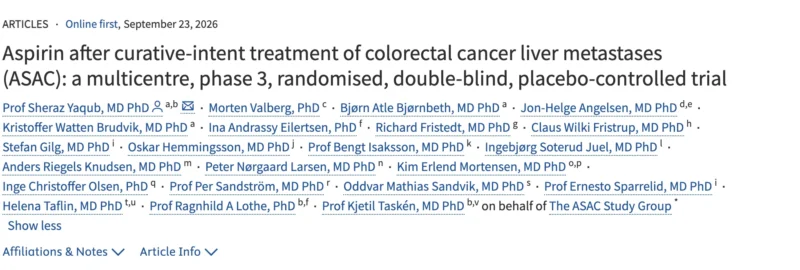 Syed A. Ahmad: Aspirin After Curative-Intent Treatment of Colorectal Cancer Liver Metastases 2 Syed A. Ahmad: Aspirin After Curative-Intent Treatment of Colorectal Cancer Liver Metastases