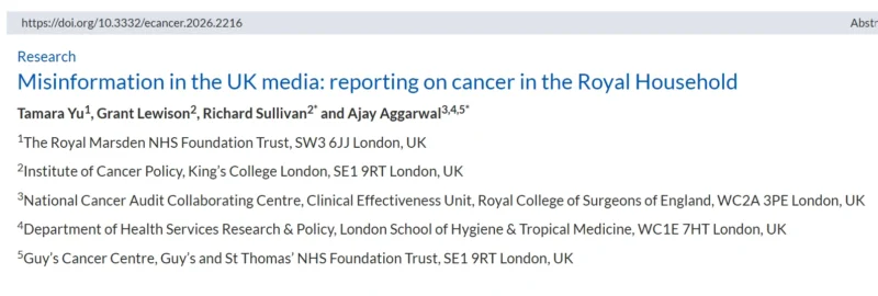 1 in 4 UK Royal Cancer Stories Contained Alarming Misinformation, Study Finds 2 UK royal cancer misinformation