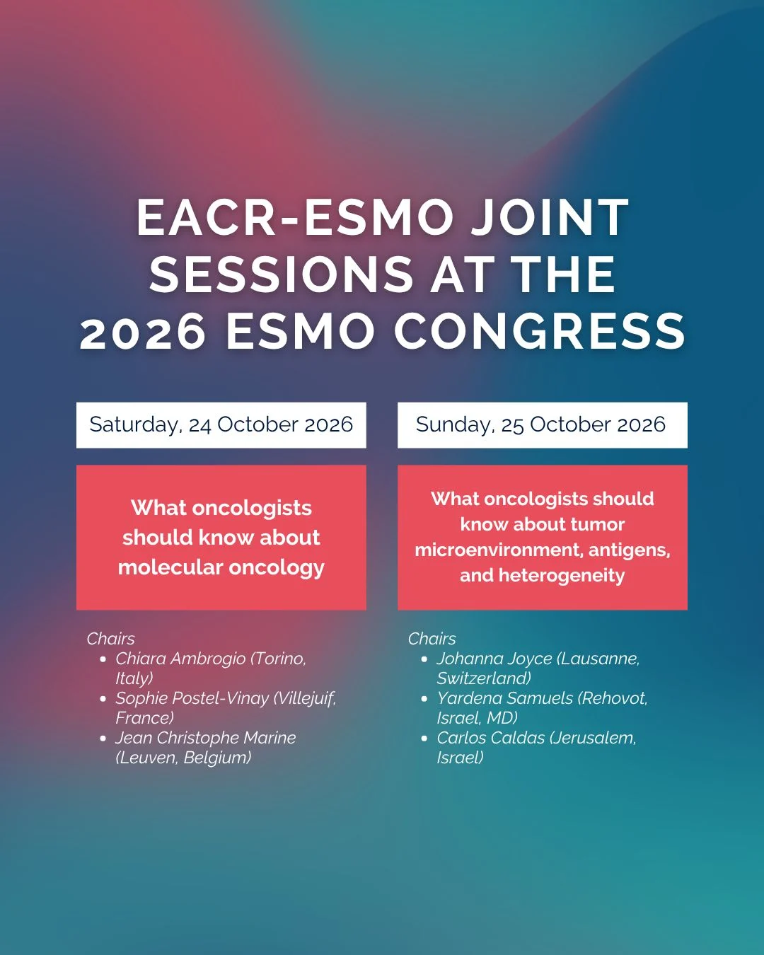 Johanna Joyce: EACR and ESMO Partner to Bring Joint Educational Sessions on Molecular Oncology to ESMO 2026