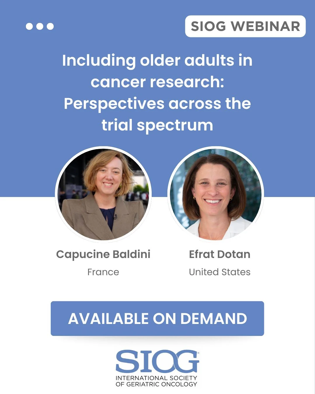 Webinar on Including Older Adults in Cancer Research Now Available On Demand - SIOG