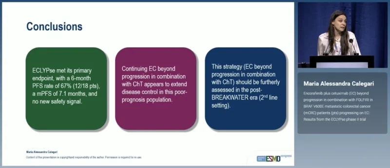 ECLYPse at ESMO 2026: Encorafenib + Cetuximab Beyond Progression With FOLFIRI in BRAF V600E mCRC 4 ECLYPse takeaway