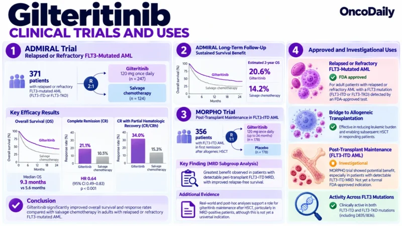 Gilteritinib (Xospata): Understanding Its Mechanism, Dosing, Clinical Uses, and Role in Relapsed or Refractory FLT3-Mutated AML 3 Gilteritinib OncoDaily