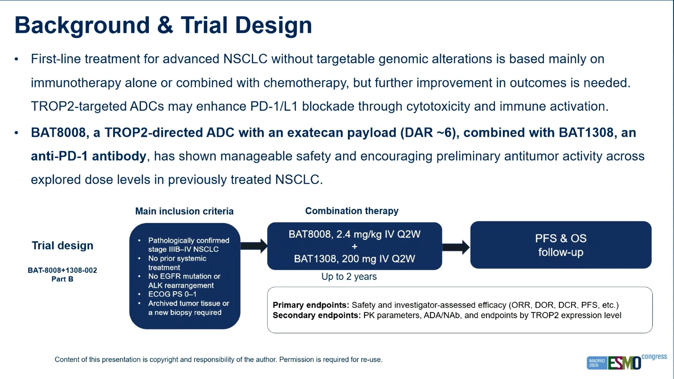 BAT8008 Plus BAT1308: TROP2 ADC–Immunotherapy in First-Line NSCLC