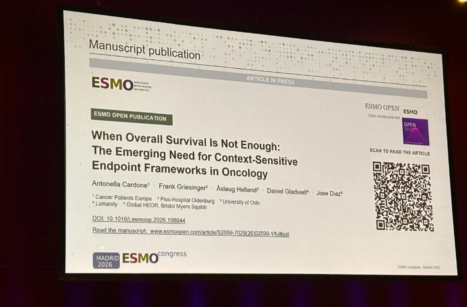 Dario Trapani: Antonella Cardone Presents New Patient-Informed Clinical Benefit Definitions at ESMO 2026 2 Dario Trapani