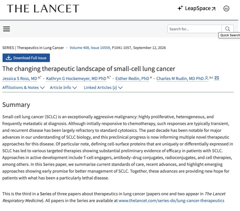 Small-Cell Lung Cancer (SCLC) Is Entering a Targeted Era: From Tarlatamab to ADCs, Radioconjugates, and Molecular Subtypes 2 SCLC