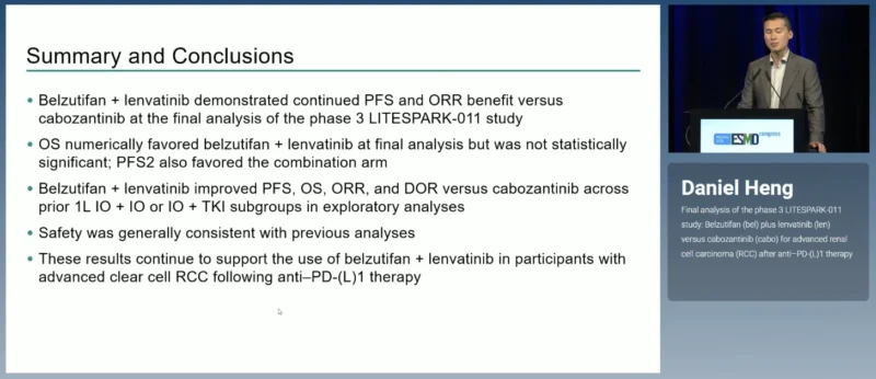 LITESPARK-011 at ESMO 2026: Final Analysis of Belzutifan Plus Lenvatinib Versus Cabozantinib in Advanced RCC 6 LITESPARK-011 takeaway