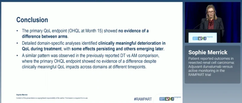 RAMPART at ESMO 2026: Patient-Reported Outcomes With Adjuvant Durvalumab in Resected RCC 4 RAMPART takeaway