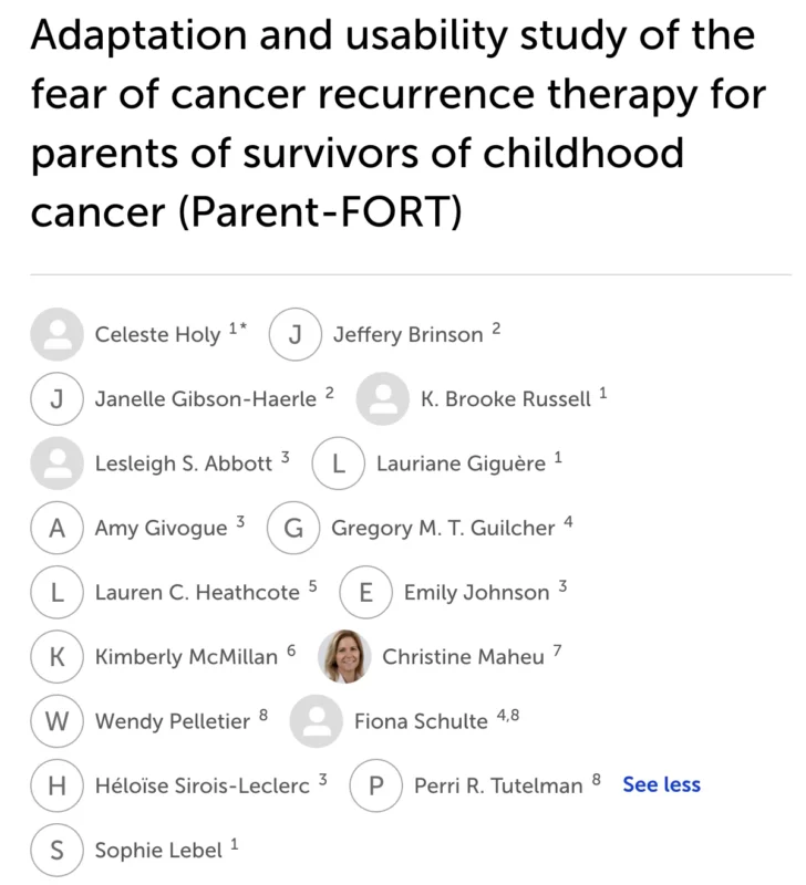 Supporting Parents Through Fear of Cancer Recurrence After Childhood Cancer - SIOP PPO 2 Supporting Parents Through Fear of Cancer Recurrence After Childhood Cancer - SIOP PPO