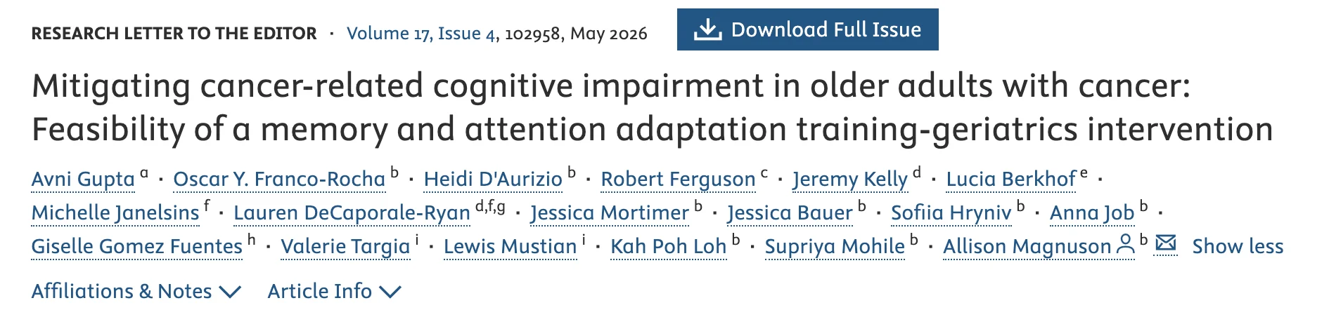 Addressing Overlapping Age-Related and Cancer-Related Cognitive Decline in Older Survivors - SIOG