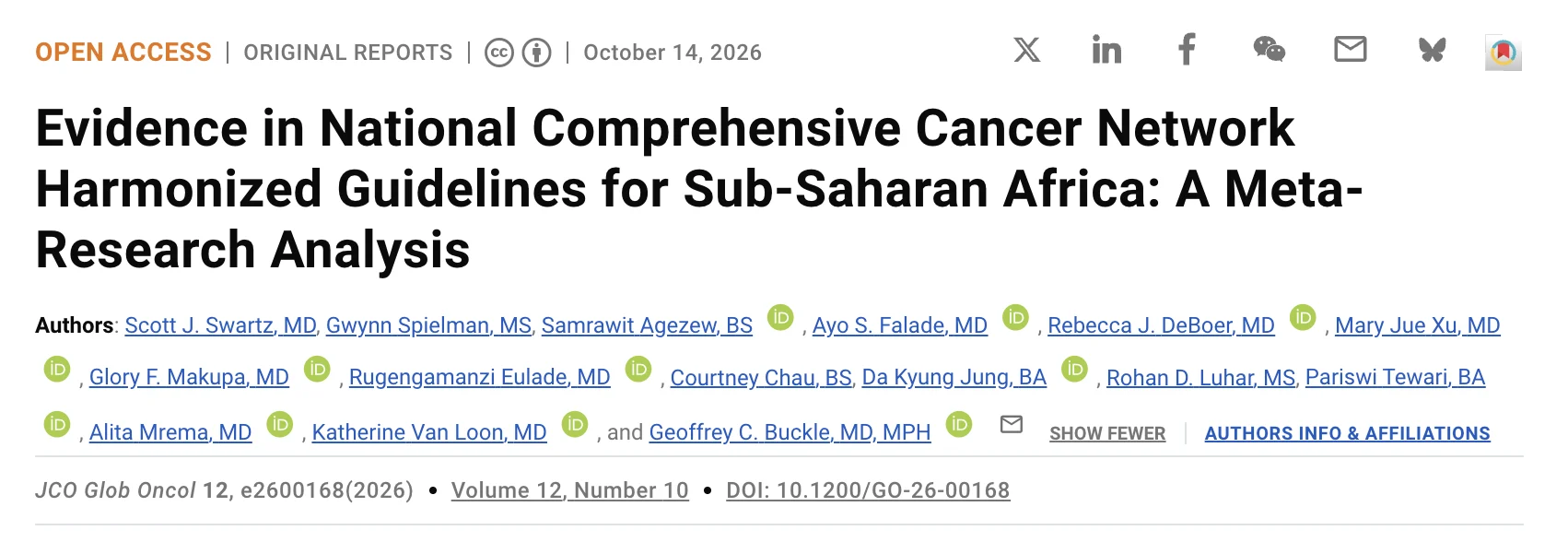 Geoffrey Buckle: How Generalizable is the Evidence Informing Cancer Care in Sub-Saharan Africa? 2 Geoffrey Buckle: How Generalizable is the Evidence Informing Cancer Care in Sub-Saharan Africa?