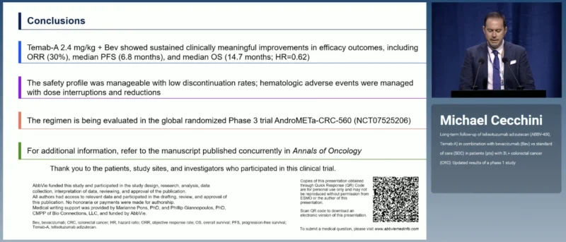 Temab-A + Bevacizumab at ESMO 2026: Long-Term Phase I Results in Previously Treated Colorectal Cancer 5 Temab-A takeaway