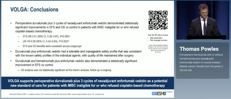 VOLGA at ESMO 2026: Perioperative Durvalumab With or Without Tremelimumab Plus Enfortumab Vedotin in MIBC 4 VOLGA takeaway