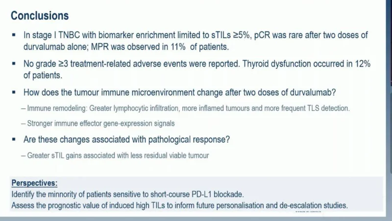 POP-DURVA: Short-Course Durvalumab Remodels the Immune Microenvironment but Rarely Produces pCR in Stage I TNBC 5 POP-DURVA